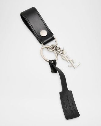 Saint Laurent Men & apos;s Cassandre Leather Keychain