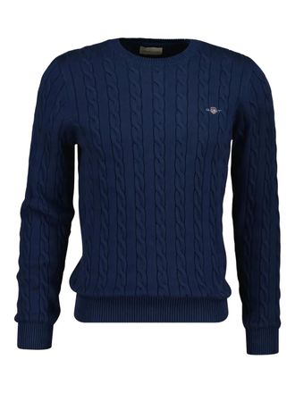 GANT Maglione girocollo in maglia a trecce - Blu