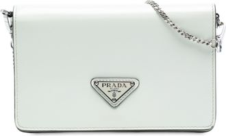 Prada Tweedehands Mini Geborsteld Leren Ketting Crossbody