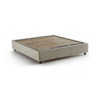 Dmora Dmora - Cama Matrimonial Dbard, Cama Contenedor Con Revestimiento De Tela, 100% Made In Italy, Apertura Frontal, Adecuado Para Colch&oacute;n Cm 140x200, Bei