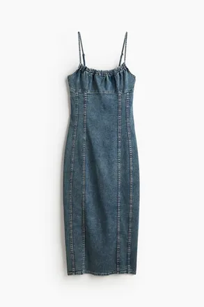 H&M Bodycon-Kleid aus Denim - Denimblau