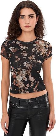 AllSaints Ellie Mesh T-Shirts Womens Clothing Armada Black : UK 12 (US Womens 8), Elastane/Mesh/Polyester