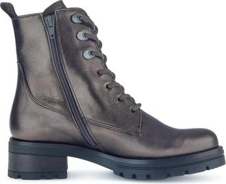Gabor Bronzen Leren Enkellaars - Elegant & Comfortabel - Dames - Veterlaarzen - Bruin - 42 1/2 EU - Leer - Schoenen