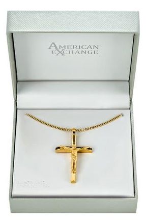 American Exchange Mens Crucifix Pendant Necklace in Gold at Nordstrom Rack