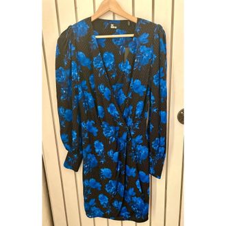 The Kooples Womens Rose Polka Dot Wrap Dress In Blue