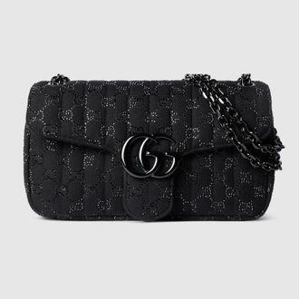Gucci Jetset GG Marmont Crystal Medium Shoulder Bag, Black, Original GG Fabric