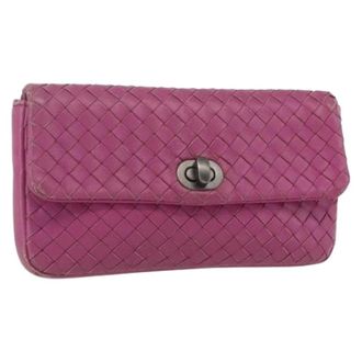 Bottega Veneta Pre-owned Clutches, female, Pink, Size: ONE SIZE Pre-owned Leather Pouch
