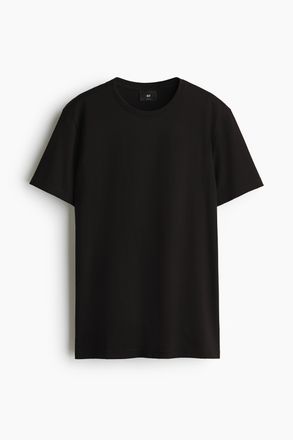 H&M T-Shirt aus Pima-Baumwolle Slim Fit - Schwarz
