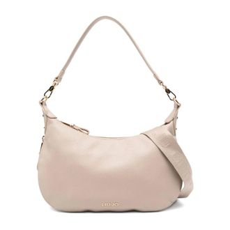 Liu Jo Shoulder Bags, female, Beige, Size: ONE SIZE Logo Strap Hobo Bag