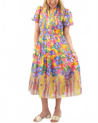 Fate Vibrant Floral Motif Midi Dress In Multi