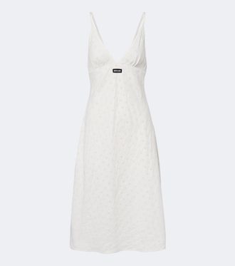 Miu Miu Broderie anglaise poplin midi dress
