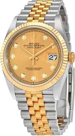 Rolex Pre-owned Rolex Datejust 36 Champagne Diamond Dial Mens Steel and 18kt Yellow Gold Jubilee Watch 126233CDJ