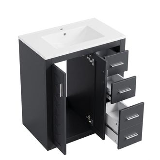 Urban Meuble Mueble de ba&ntilde;o 76cm con 2 puertas y 4 cajones, Negro Antracita
