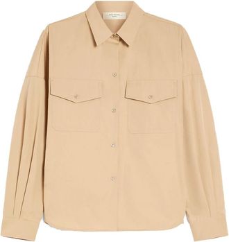 Max Mara Beige Katoenen Poplin Overhemd - Dames - Overhemden - Beige - S - Katoen - Overhemden