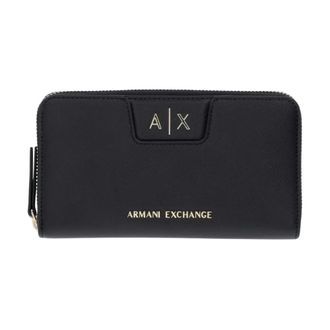 A|X Armani Exchange Accessoires, Dames, Zwart, ONE Size, Polyester, Logo Portemonnee met Rits