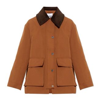 Ganni Light Jackets, female, Brown, Size: 2XS/XS Oversized Jacket