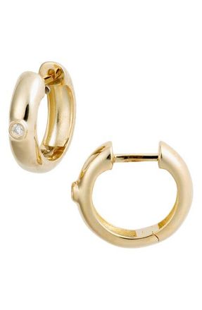 Jennifer Zeuner Court Diamond Huggie Hoop Earrings in Yellow at Nordstrom