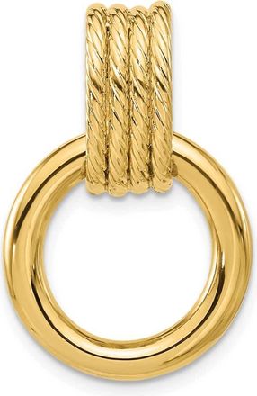 Diamond2Deal 14k Yellow Gold Polished Textured Circle Pendant