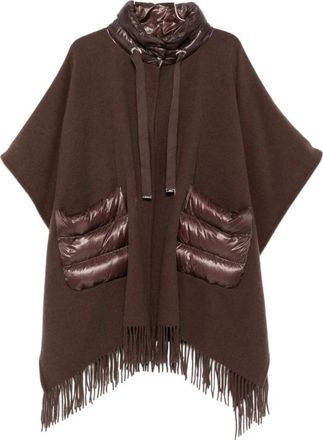 Herno Jassen, Dames, Bruin, ONE Size, Bruine Capejas met Gewatteerde Zakken