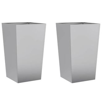 Berkfield Home Garden Planters 45x45x75 cm 2 pcs Galvanised Steel in Grey | Size: 45 x 45 x 75 cm