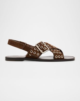 Tory Burch Suede Crisscross Slingback Sandals