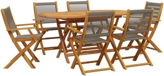 vidaXL Vidaxl - 7 Piece Garden Dining Set Grey Polypropylene and Solid Wood
