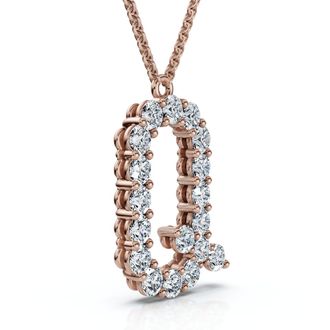 Pompeii3 1Ct Diamond Initial R Pendant 14k Gold 18 Necklace Lab Grown 5/8 Tall