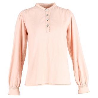 Ganni Ganni Trinity Buttoned Long Sleeve Shirt in Pastel Pink Cotton Denim