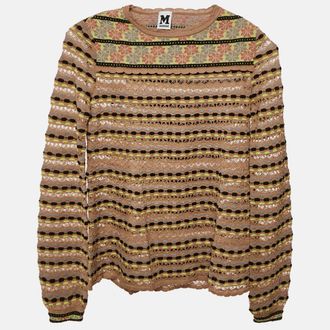 M Missoni Brown Floral Perforated Knit Top