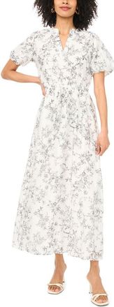 Vince Camuto Print Puff Sleeve Maxi Dress in Rich Black at Nordstrom, Size Xx-Large