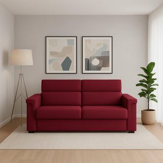 Dmora Sof&aacute; Fijo 3 Plazas Cantu, Desenfundable, Lavable, Fabricado En Italia, Con Brazos, 225x95 Cm Rojo