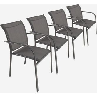 Sweeek Silla De Jard&iacute;n De Aluminio Y Textileno, Set De 4
