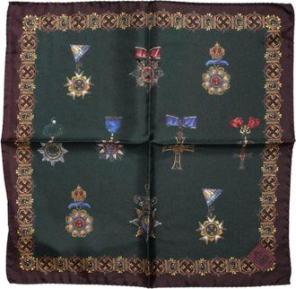 Dolce & Gabbana Luxe Zijden Foulard Sjaal met Logo - Heren - Zijden sjaals - Groen - ONE Size - Accessoires
