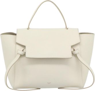 Celine Belt Textured Leather White Leather Handbag (Pre-Owned)