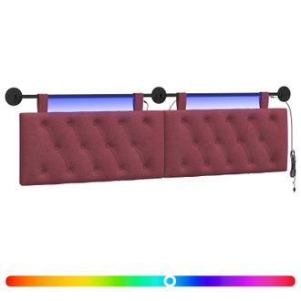 vidaXL Cabecero Colgante Con Luz Led Rojo Vino Tela Vidaxl