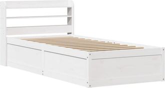 vidaXL Vidaxl - Bed Frame with Headboard White 90x190 cm Single Solid Wood Pine