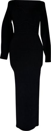 Self Portrait Sweetheart Neckline Midi Dress in Black Viscose