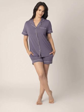 Kindred Bravely Clea Bamboo Classic Short Sleeve Pajama Set In Mist