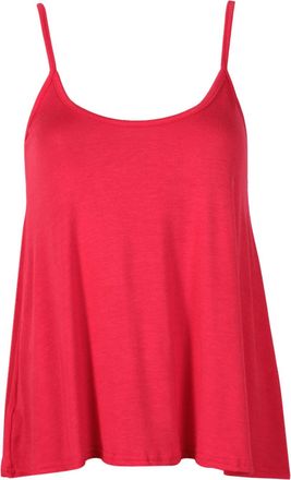 Purple Hanger Womens Plain Sleeveless Ladies Stretch Round Scoop Neckline Slim Straps Strappy Flared Swing Camisole Vest Top Plus Size Red Size 16 - 18 (XL)