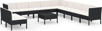 vidaXL 12 Pcs Garden Lounge Set Con Cojines De Prueba De Vime Pe