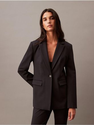 Calvin Klein Womens Ponte Blazer - Blue - XS