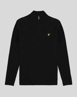 Lyle & Scott Mens Cotton 1/4 Zip Jumper - Black - Size X-Small