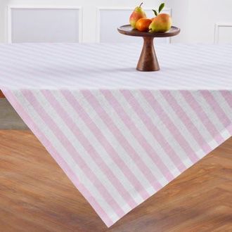 Solino Home Linen Table Throw - Sorrento Stripe, 52 x 52, 52 x 52 in Pink And White at Nordstrom, Size Small