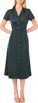 Vince Camuto Short Sleeve Faux Suede Midi Shirtdress in Forest Night at Nordstrom, Size Small