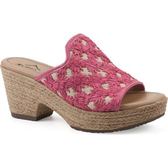 White Mountain Bizzie Platform Wedge Espadrille Sandal in Magenta/Fabric at Nordstrom Rack, Size 6.5