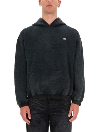 Diesel Black Logo Relaxed Hoodies