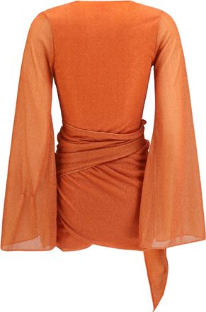 Os&eacute;ree Womens Lumi&egrave;re Pareo Dress Orange Polyamide; Metal Fibers