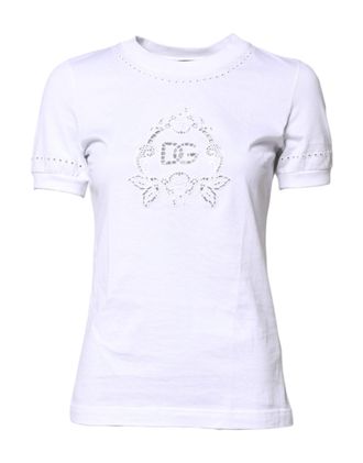 Dolce & Gabbana Womens Laser Cut Cotton Top - White - Size EU 32 (Womens)