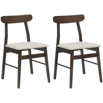 vidaXL Dining Chair 2 pcs Dark Brown and Light Solid Rubber Wood vidaXL