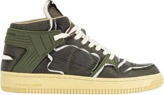 Philippe Model Khaki Leren Mid-Top Sneakers - Heren - Sneakers - Groen - 39 EU - Katoen - Schoenen